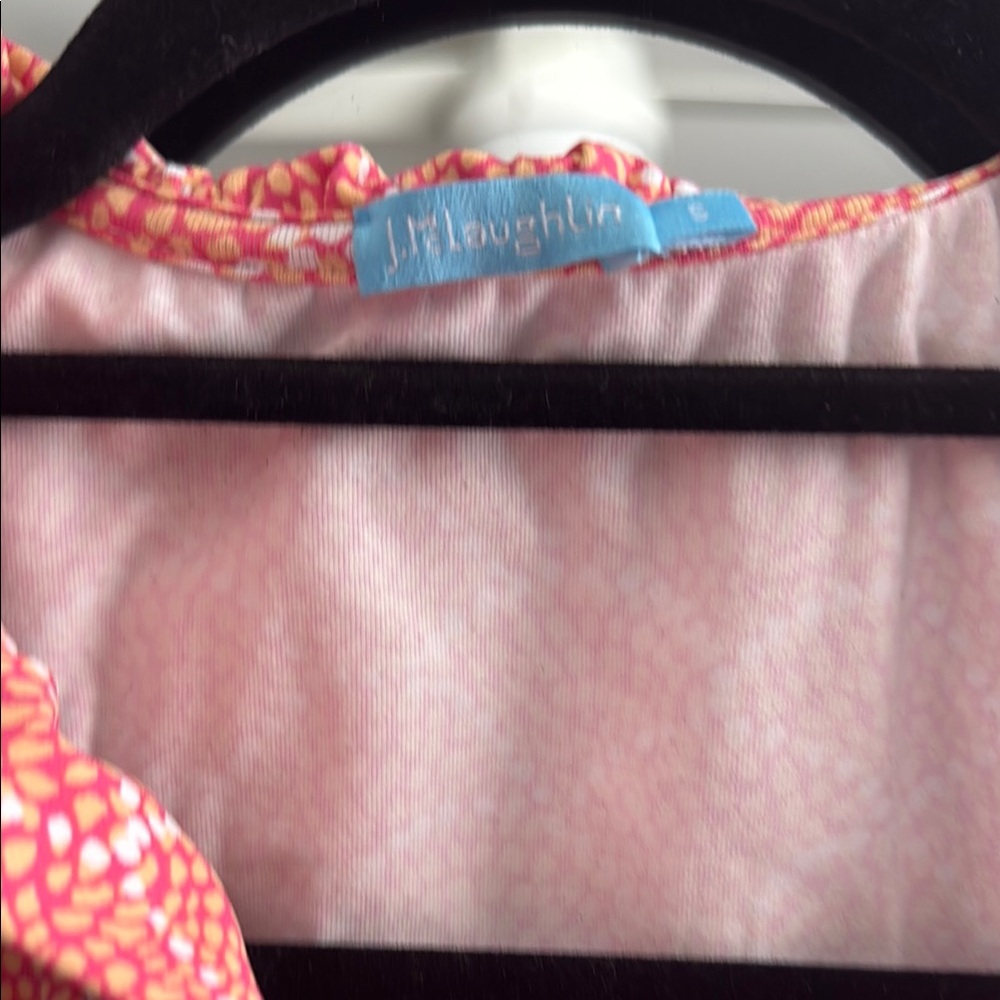 Red Patterned Ruffle Blouse - Picture 2 of 4